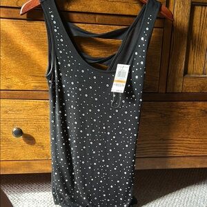 INC International Concepts Black Tank with Silver Accents